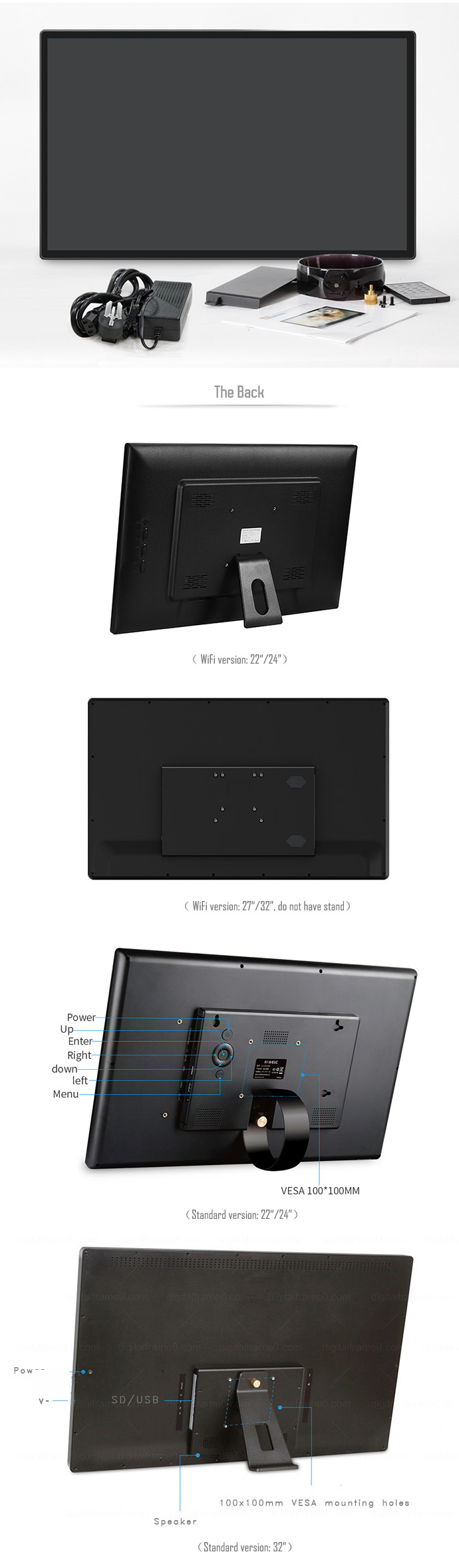 Tablet digital frame, table-top signage display with stand